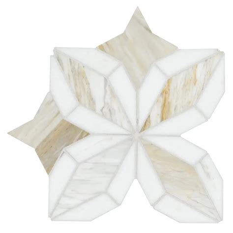 Athena Gold Estrella 10"x10" Polished Marble Mosaic Floor and Wall Tile ...