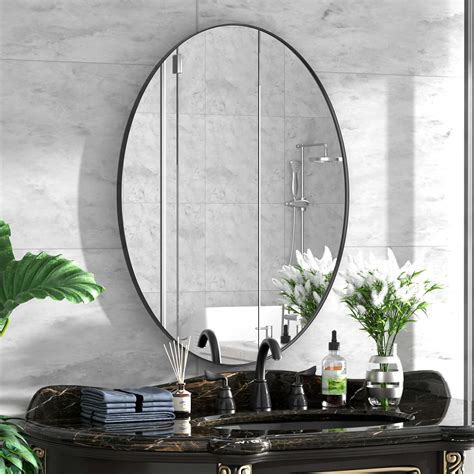 Latitude Run® Oval Mirror Bathroom Vanity Mirror Metal Framed Wall ...