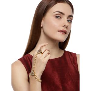 ZAVERI PEARLS Gold Tone Kundan & Pearls Mesmerising Hand Harness For ...
