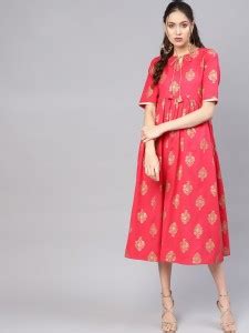 LIBAS Women Ethnic Dress Gold, Pink Dress - Buy LIBAS Women Ethnic ...