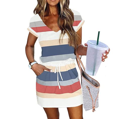 Sakmal Petite Summer Dresses for Women 2025 Red Mini T Shirt Dress ...
