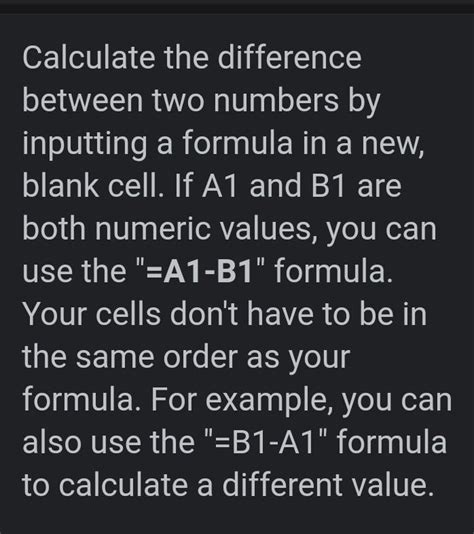 Difference formula in excel - Brainly.in