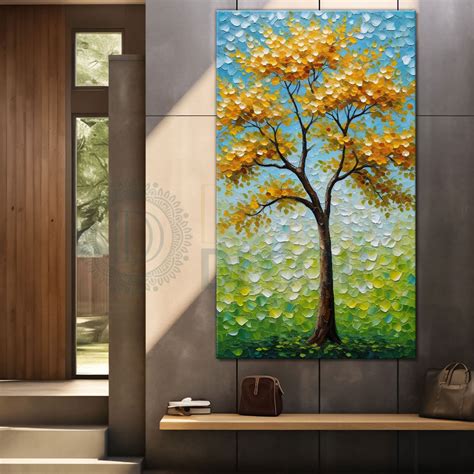 Orange tree in textured modern art Canvas painting - Tree-V-38 ...
