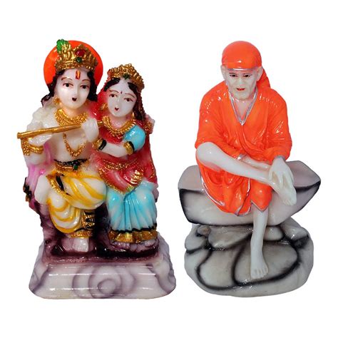 Buy ART N HUB Combo of 2 Idol Lord Radha Krishna & God Sai Baba ...
