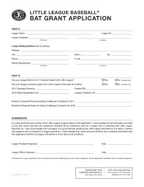 Fillable Online bat grant application - Little League Baseball Fax ...