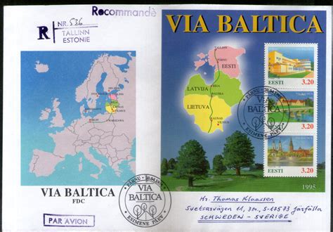 Estonia 1995 Joints Issue Baltic Highway Project Map Tourism Sc 289 M ...