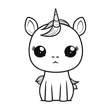 Cute Anime Cartoon Unicorn Drawing With Big Ears Outline Sketch Vector, Unicorn Clipart, Cute ... - Drawing of Big T