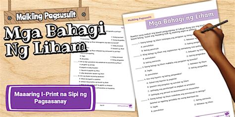 Mga Bahagi ng Liham Maikling Pagsusulit | Twinkl PH