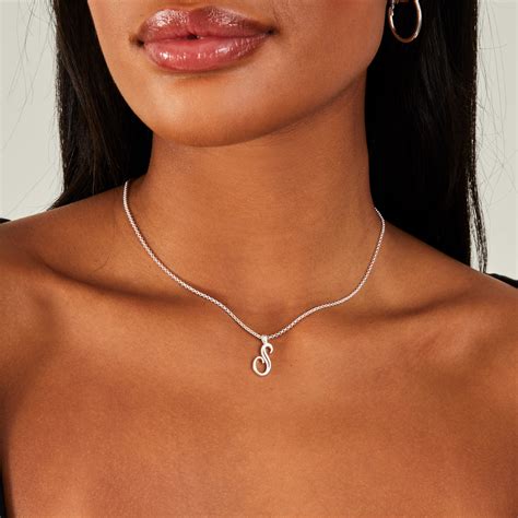 Sterling Silver-Plated (N) Initial Necklace Silver - Accessorize India