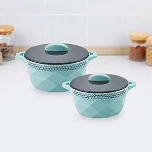 Buy Selvel Diamond Casserole with 2 Pcs Set,2Ltr & 850 Ml,Blue and Grey ...