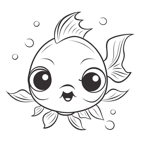 Cute Fish Coloring Page With Bubbles Floating Underneath It Outline ...