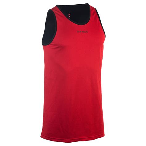 ADULT BASKETBALL TANK REVERSIBLE RED BLACK