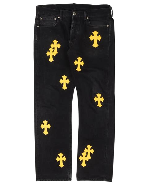 Chrome Hearts Leather Cross Patch Jeans