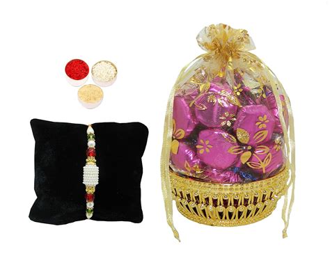 Rich'U Chocolates | Decorative Golden / Silver Gift Basket of Chocolate ...