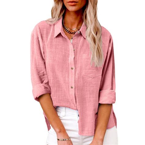 Susanny Long Sleeve Summer Shirts for Women Button Down Front Pocket ...