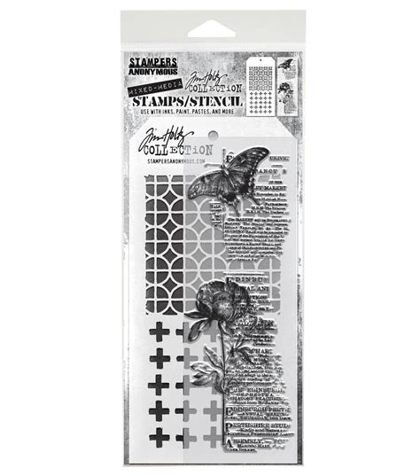 Tim Holtz Mixed-Media Stamps & Stencil-Set #60 - 793888447707