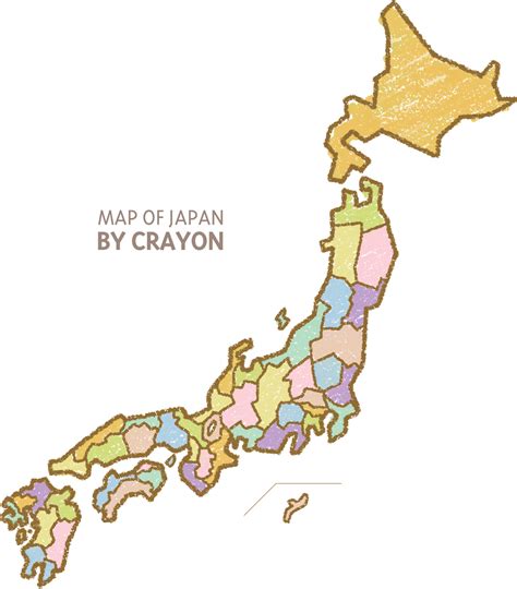 Map of Japan. hand drawn by crayon 15928852 Vector Art at Vecteezy