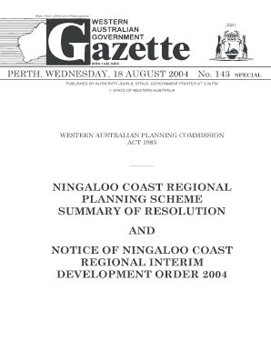 Fillable Online Ningaloo coast regional planning scheme summary of ...