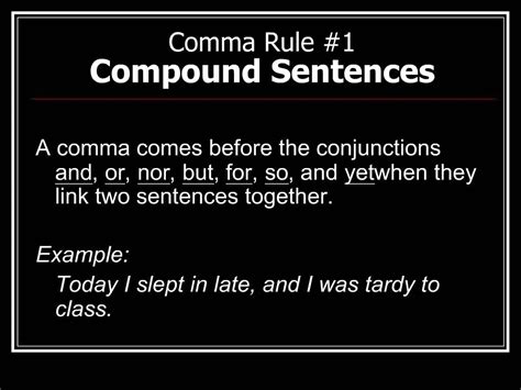 Image result for Compound Sentence Comma Examples