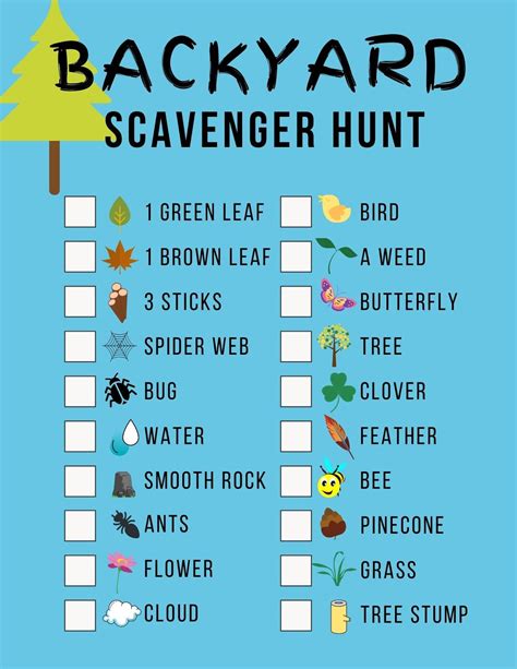 Outdoor Scavenger Hunt Clues Printable