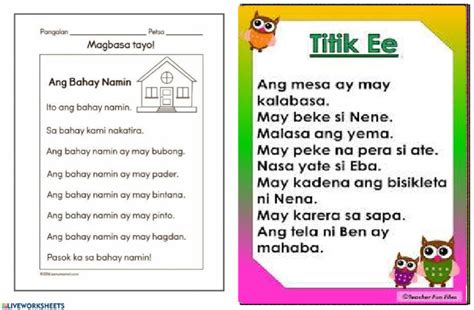 Image result for Worksheet Reading Tagalog Easy