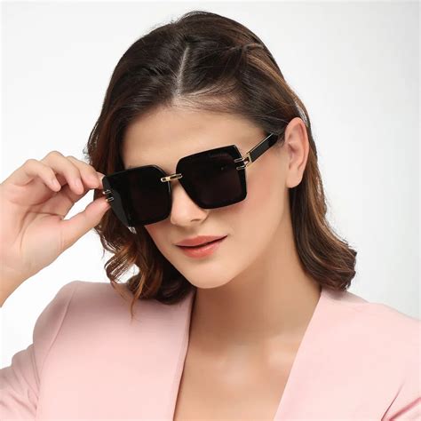 Valoria | Black Large Full Rim Square Sunglasses for Women [UV-protect