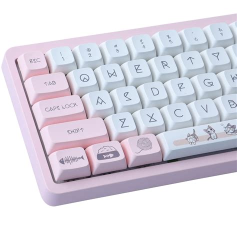 Buy Wunzkii PBT Keycaps 133 Keys Pink Cat Keycaps Dye-Sublimation XDA ...