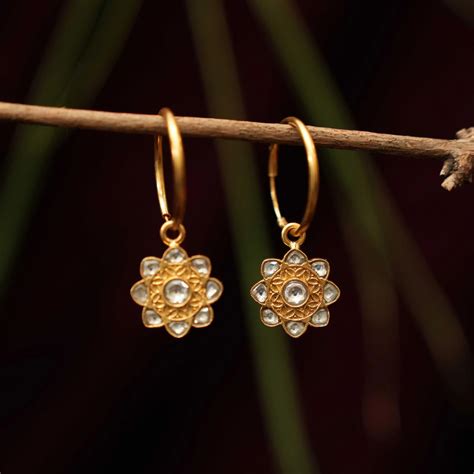 Hardi Mini Silver Bali Earrings | Elegant White and Blue Stones