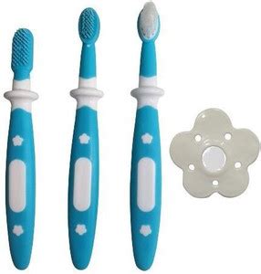 LuvLap Baby 3 Stage Training Toothbrush Set with Anti Choking Shield ...