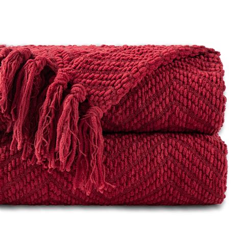 Battilo Dark Red Throw Blanket, Herringbone Throw Blanket,Housewarming ...