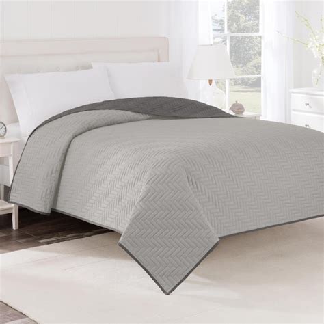 WestPoint Home Martex Reversible Coverlet Light Grey/Graphite Solid ...