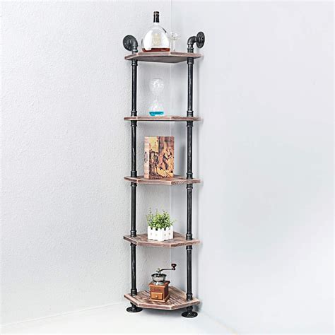 Buy MBQQ Industrial Pipe Shelves Modern/Rustic Corner Book Shelves with ...