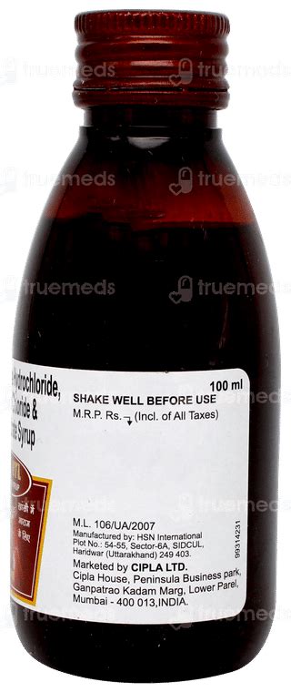 Cofryl 25 Mg Syrup 100 Ml - Uses, Side Effects, Dosage, Price | Truemeds