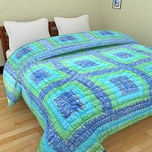 Buy Avighna Cotton 200 TC Quilt (Double_White With Blue Print) Online ...