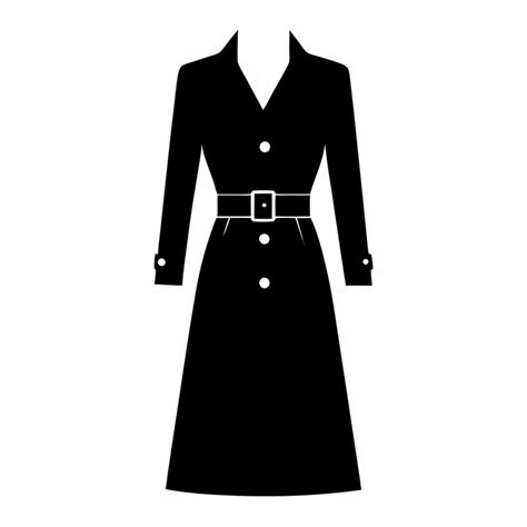 A beautiful trench coat with belt on waist black silhouette | Premium ...