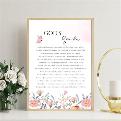 God's Garden Memorial Printable, Funeral Poem, Celebration of Life ...