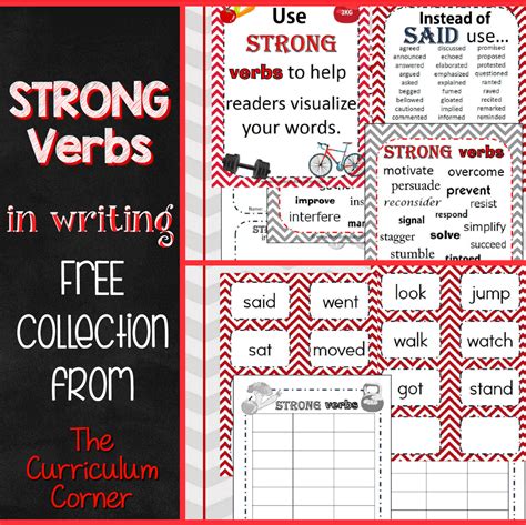 STRONG Verbs in Writing - The Curriculum Corner 4-5-6