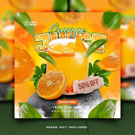 Orange juice menu social media template | Free PSD