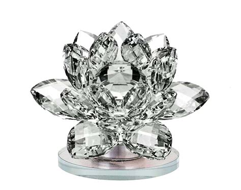 Buy PPJ ® Crystal Lotus Flower - 4 Inch Rotating Decorative Showpiece ...
