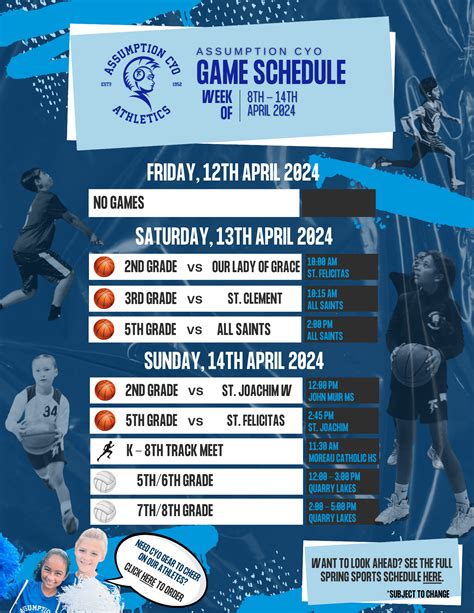 CYO Sports Schedule 4/12/24 - 4/14/24 | Assumption School