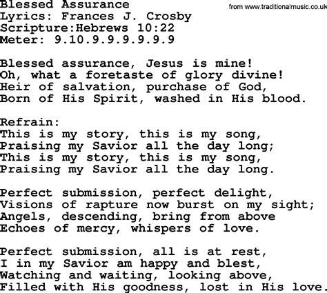 Most Popular Church Hymns and Songs: Blessed Assurance - Lyrics, PPTX ...