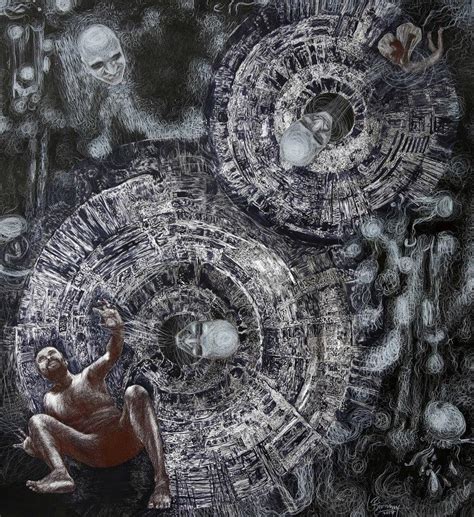"Metamorphosis 2": Steel Grey Pen Ink Drawing by Kumara Swamy ...