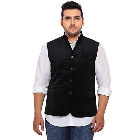 Buy John Pride Men Black Coloured Nehru Jacket (Sizes: 2XL- 5XL) at ...