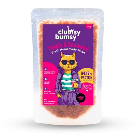 Tilapia & Seaweed Fresh Meals for Cats (100g) – Clumsy Bumsy