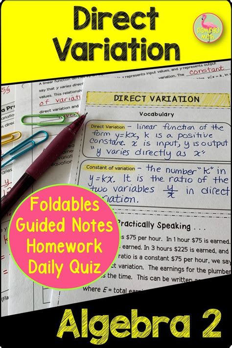 Image result for Direct Variation Algebra 2