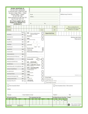 Fillable Online THE DOCTORS LABORATORY CLINICIAN SOURCE Monday to ...