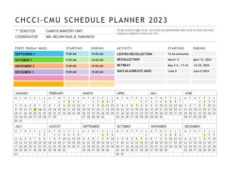 CHCCI-CMU Academic Calendar 2023-24 | PDF