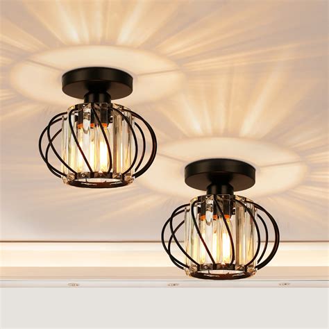 FRIDEKO HOME 2-Pack Semi Flush Mount Ceiling Light - Small Crystal ...