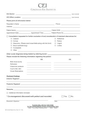 Referral Form - Cincinnati Eye Institute - Fill and Sign Printable ...