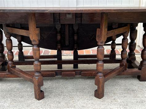 Antique French Hunt Wake Dining Table Oak Drop Leaf Gate Leg HUGE ...
